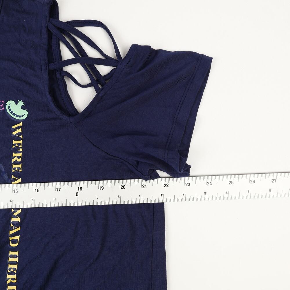 Disney Her Universe Cheshire Cat Womens 2 Shirt Top Cutout Shoulders Blue - Picture 7 of 7